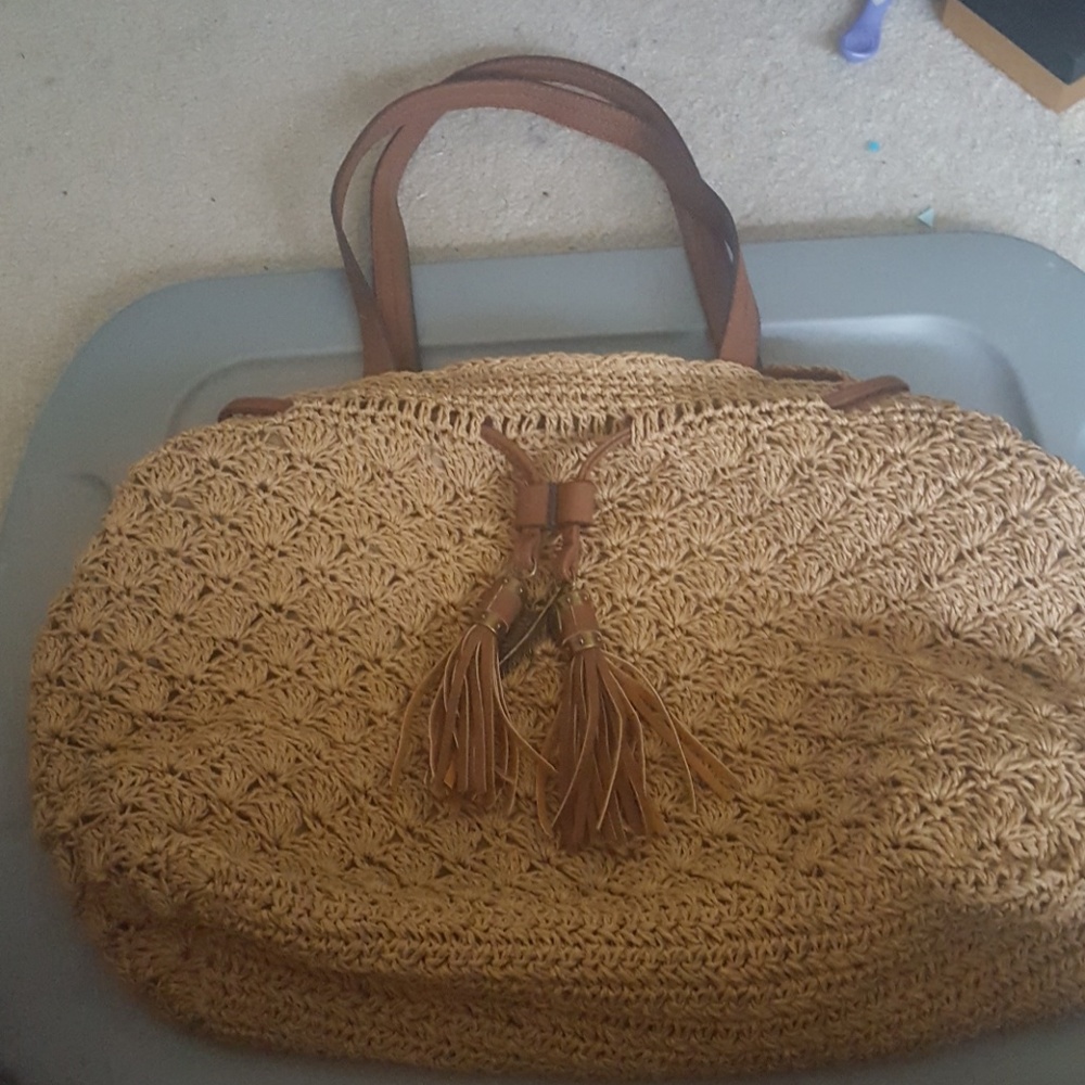 Brown straw  purse